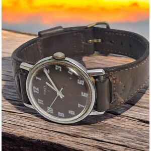 Rare Vintage 70s Timex Women's Chocolate Face Mechanical Watch Running